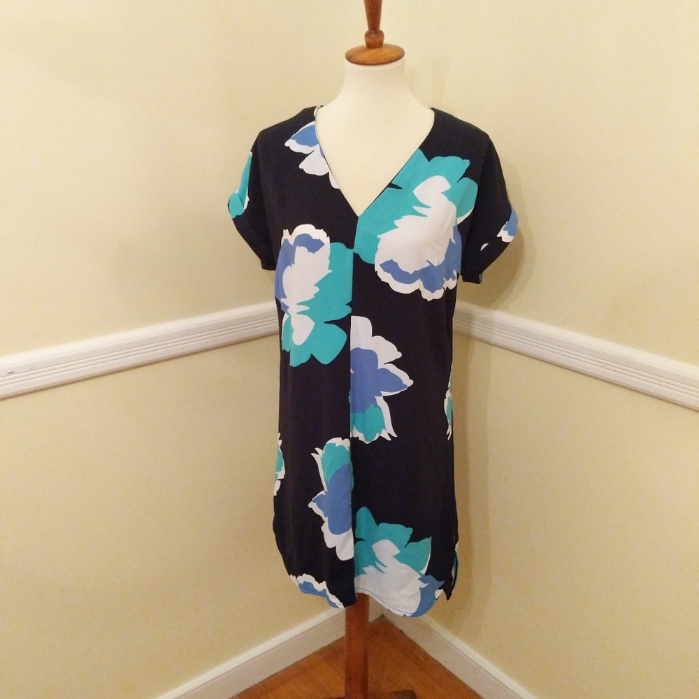 Navy Floral Shift Dress